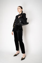 Fabiana Filippi Mid-Rise Velvet Cotton Trousers in Black Vancouver. Shop Online or in Store.