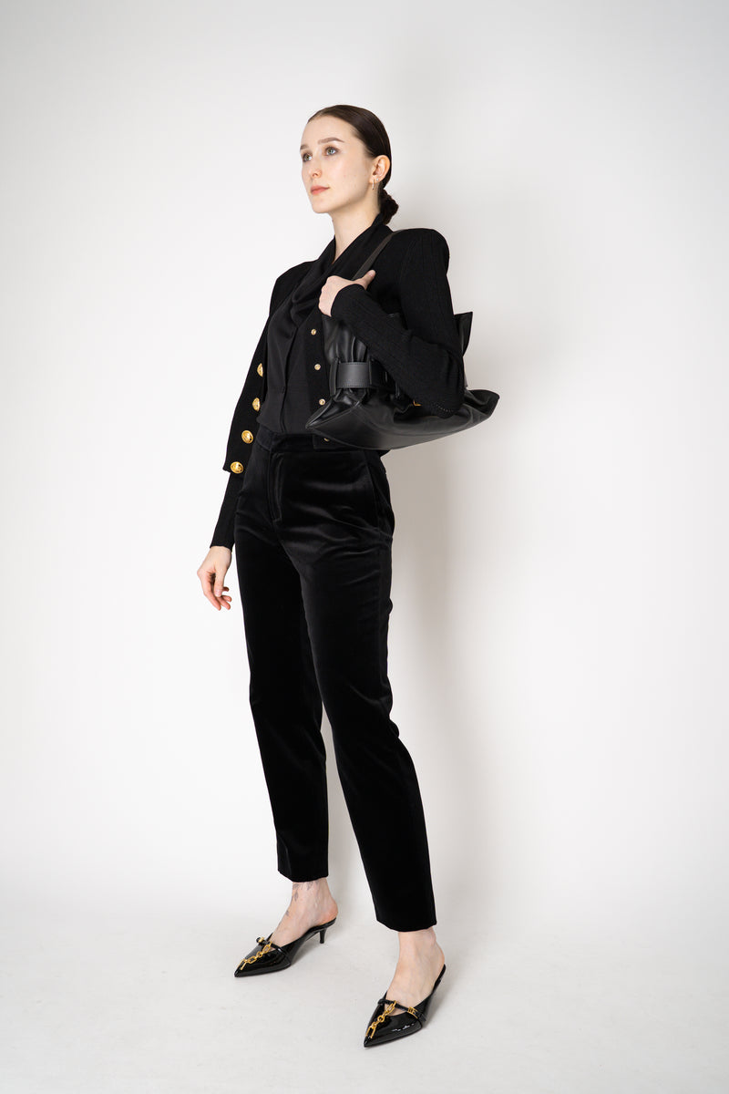 Fabiana Filippi Mid-Rise Velvet Cotton Trousers in Black Vancouver. Shop Online or in Store.