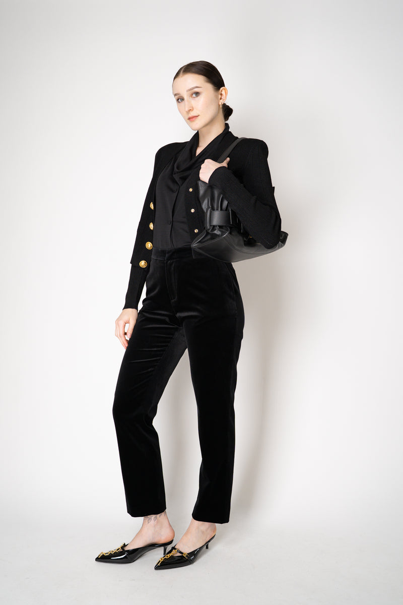 Fabiana Filippi Mid-Rise Velvet Cotton Trousers in Black Vancouver. Shop Online or in Store.