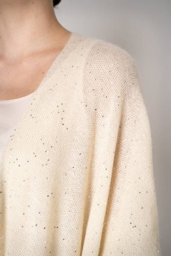 Fabiana Filippi Mohair Blend Sequin Cardigan Shawl in Off-White Vancouver. Shop Online or in Store.