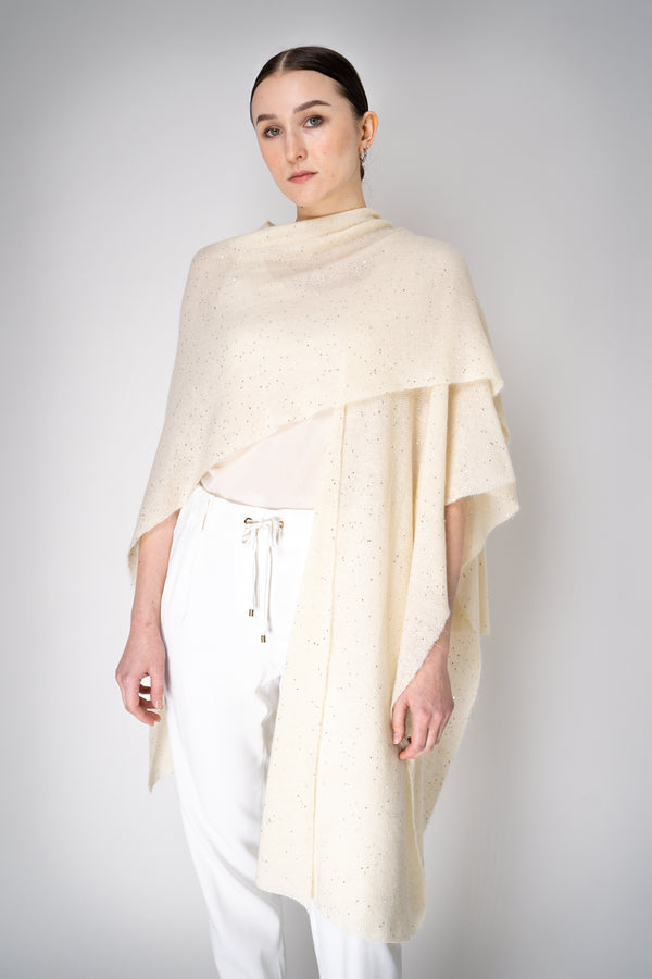 Fabiana Filippi Mohair Blend Sequin Cardigan Shawl in Off-White Vancouver. Shop Online or in Store.