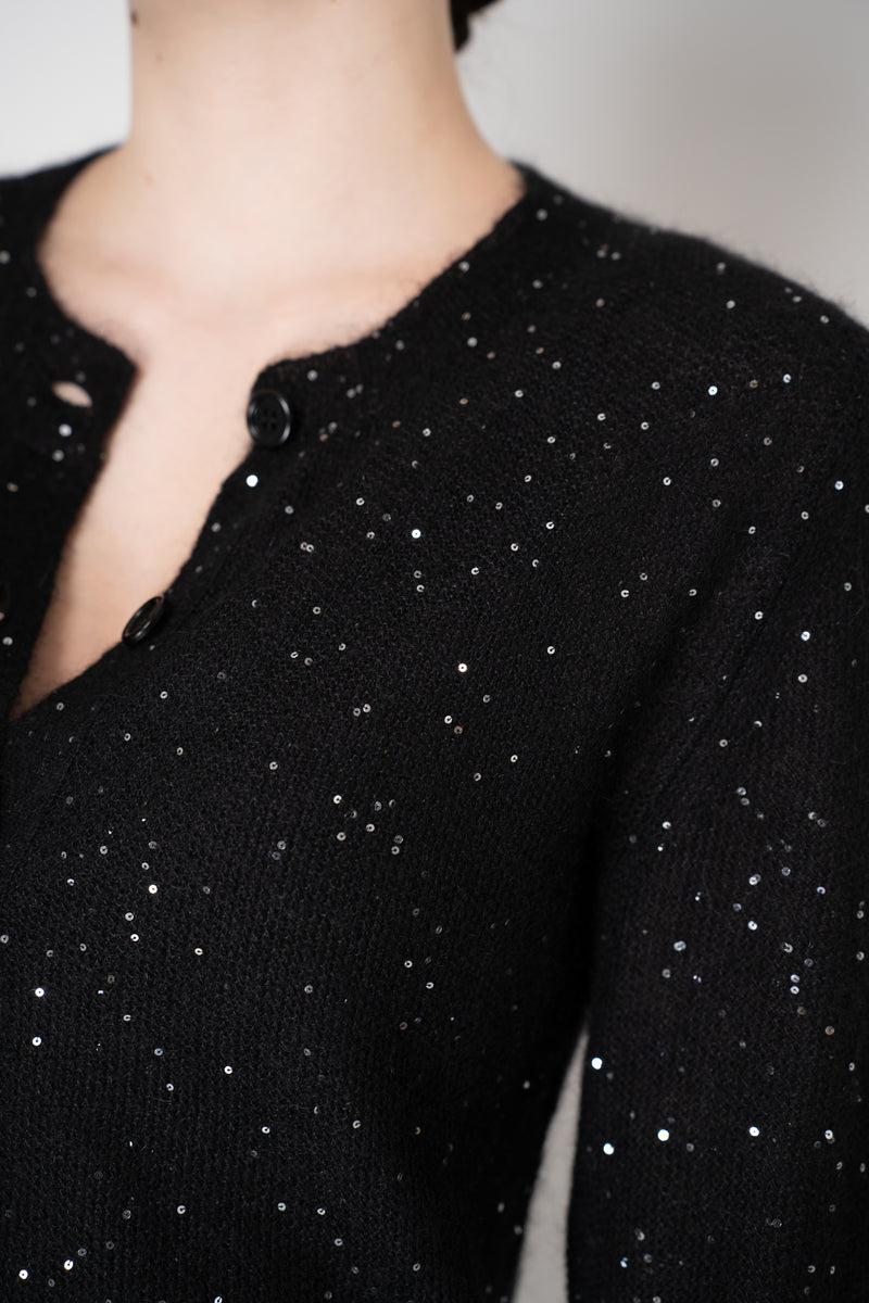 Fabiana Filippi Mohair Blend Sequin Knitted Cardigan in Black Vancouver. Shop Online or in Store.