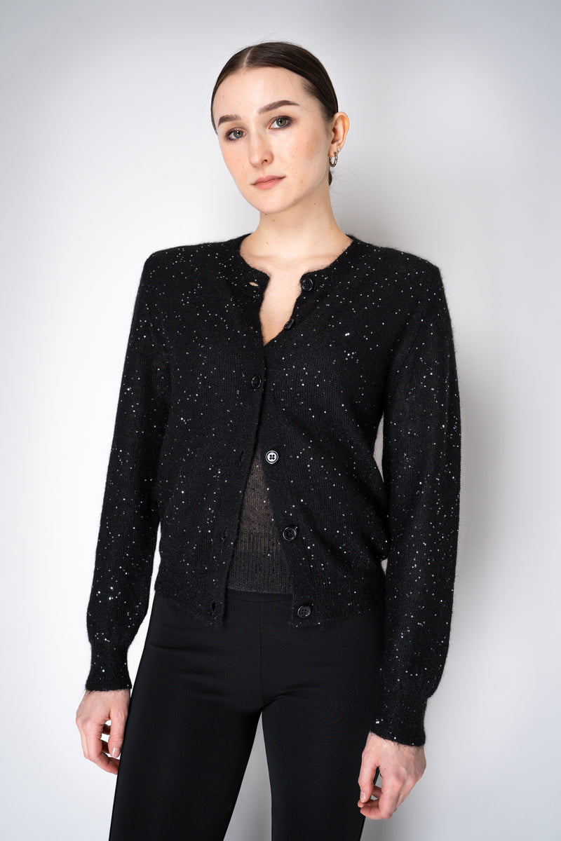 Fabiana Filippi Mohair Blend Sequin Knitted Cardigan in Black Vancouver. Shop Online or in Store.