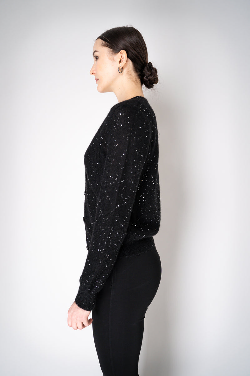 Fabiana Filippi Mohair Blend Sequin Knitted Cardigan in Black Vancouver. Shop Online or in Store.