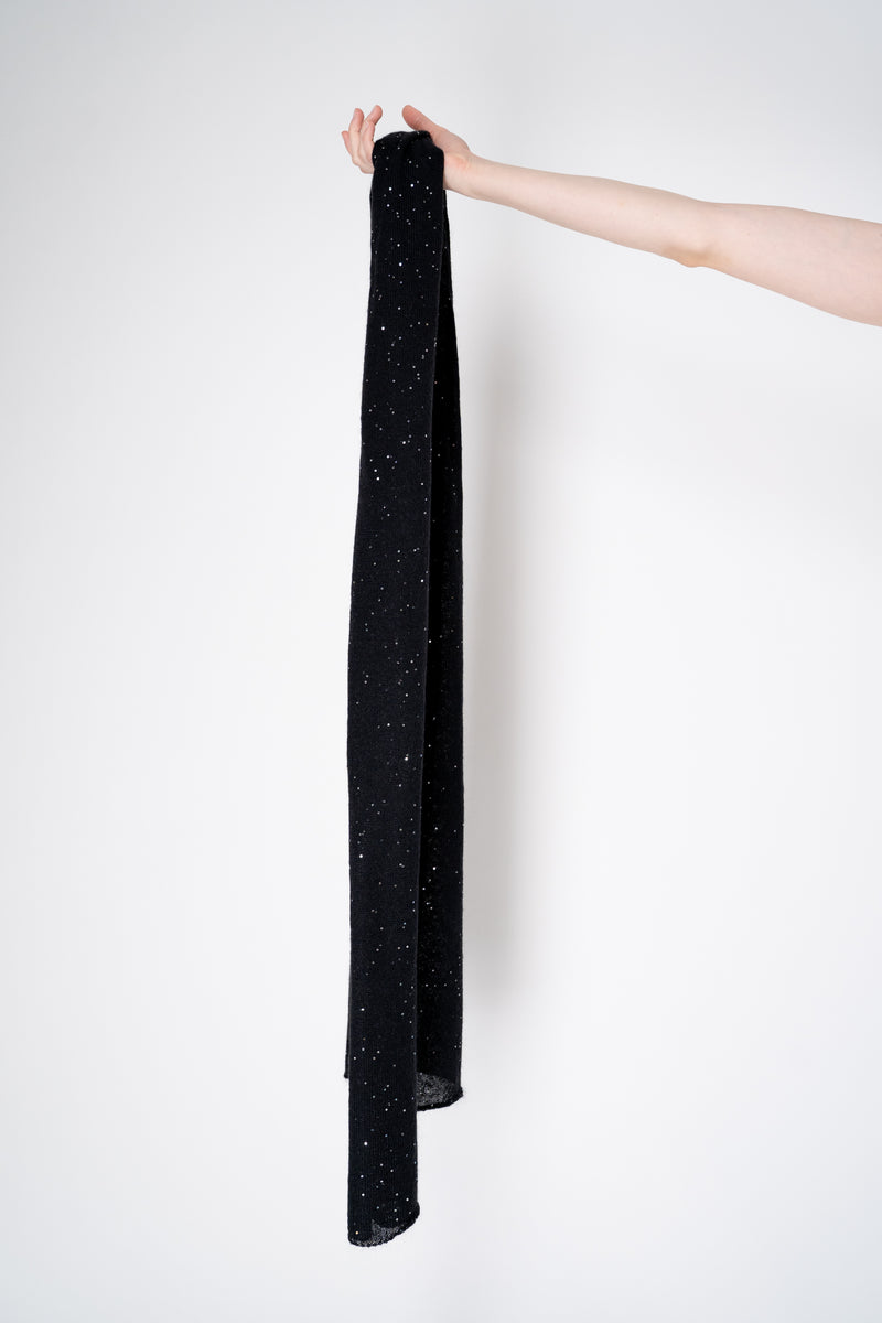 Fabiana Filippi Mohair Blend Sequin Knitted Scarf in Black Vancouver. Shop Online or in Store.