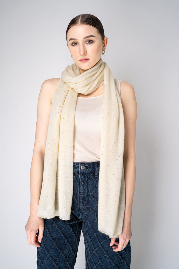 Fabiana Filippi Mohair Blend Sequin Knitted Scarf in Off-White Vancouver. Shop Online or in Store.