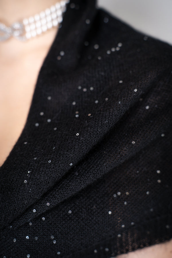 Fabiana Filippi Mohair Blend Sequined Mini Shawl in  Black Vancouver. Shop Online or in Store.
