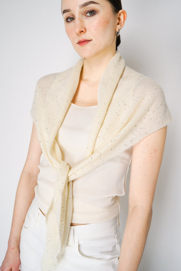 Fabiana Filippi Mohair Blend Sequined Mini Shawl in Off-White Vancouver. Shop Online or in Store.
