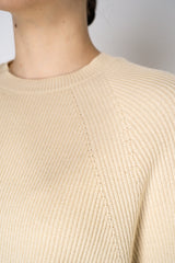 Fabiana Filippi Ribbed Knit Virgin Wool Top in Beige Vancouver. Shop Online or in Store.