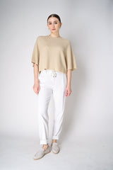 Fabiana Filippi Ribbed Knit Virgin Wool Top in Beige Vancouver. Shop Online or in Store.