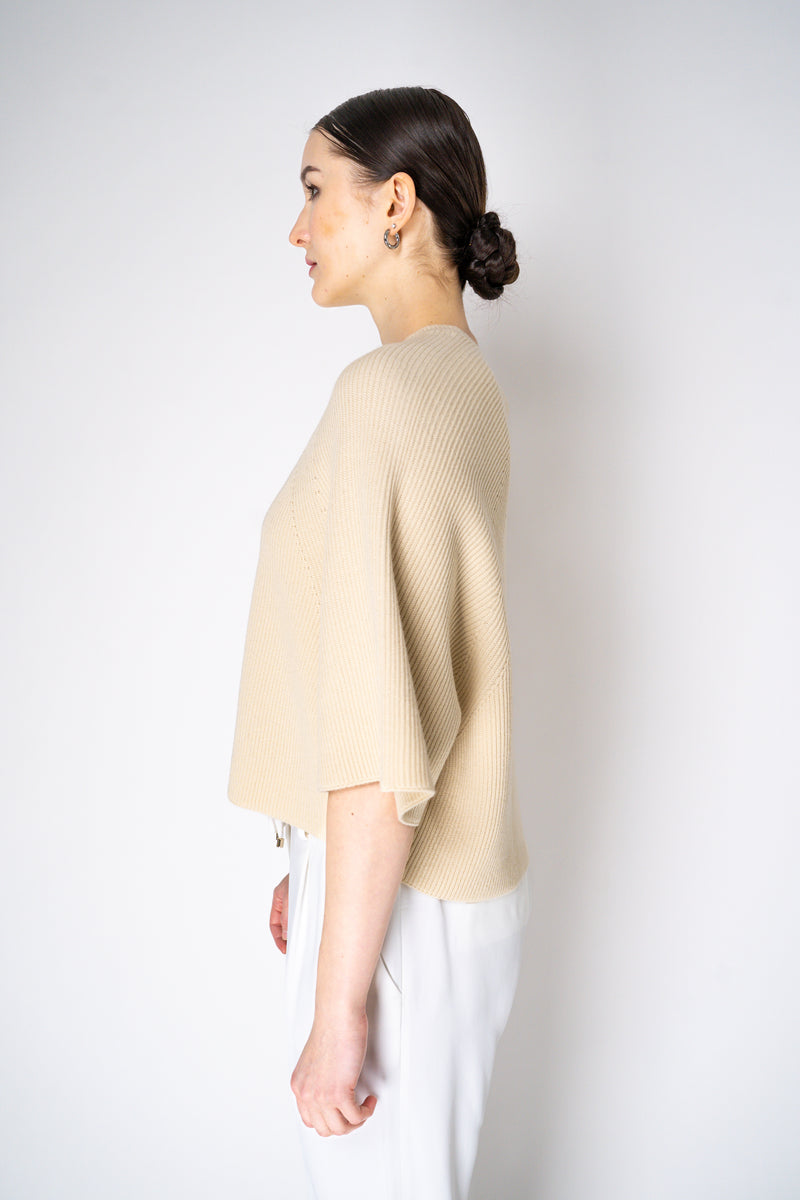 Fabiana Filippi Ribbed Knit Virgin Wool Top in Beige Vancouver. Shop Online or in Store.
