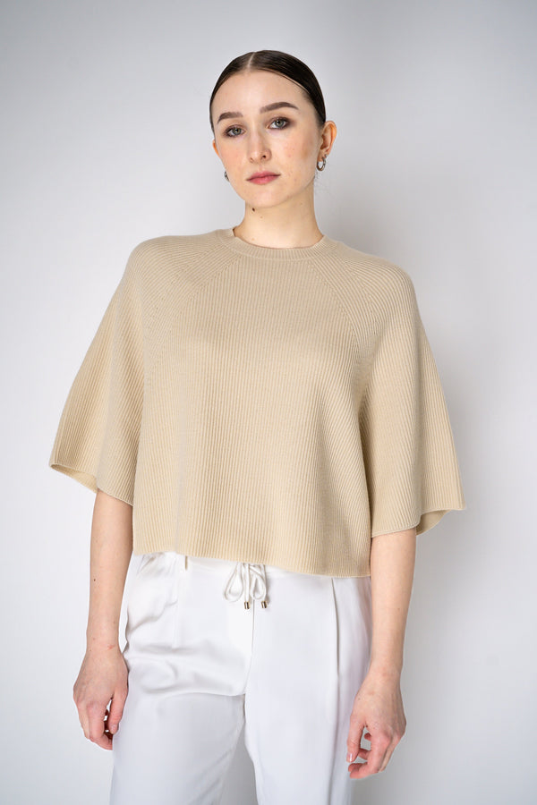 Fabiana Filippi Ribbed Knit Virgin Wool Top in Beige Vancouver. Shop Online or in Store.