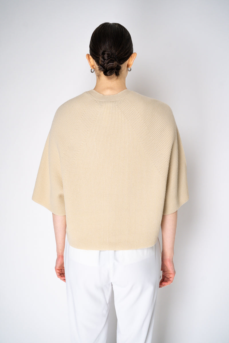 Fabiana Filippi Ribbed Knit Virgin Wool Top in Beige Vancouver. Shop Online or in Store.