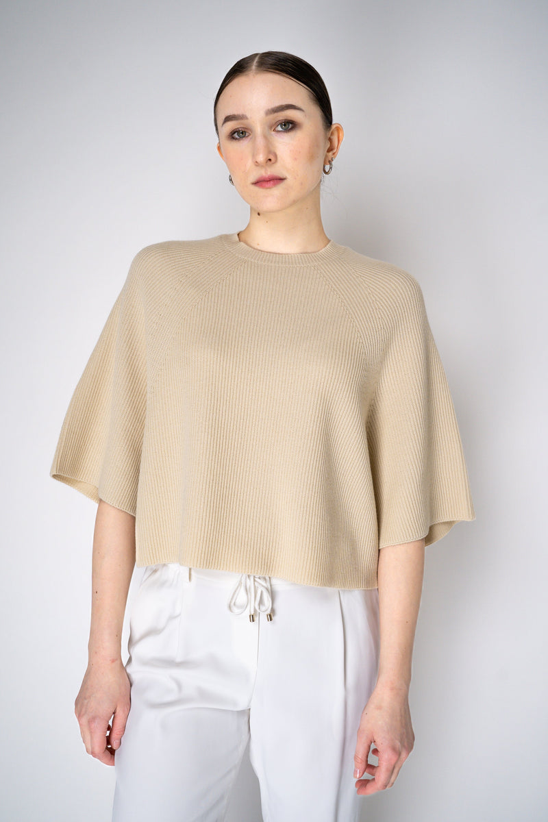 Fabiana Filippi Ribbed Knit Virgin Wool Top in Beige Vancouver. Shop Online or in Store.