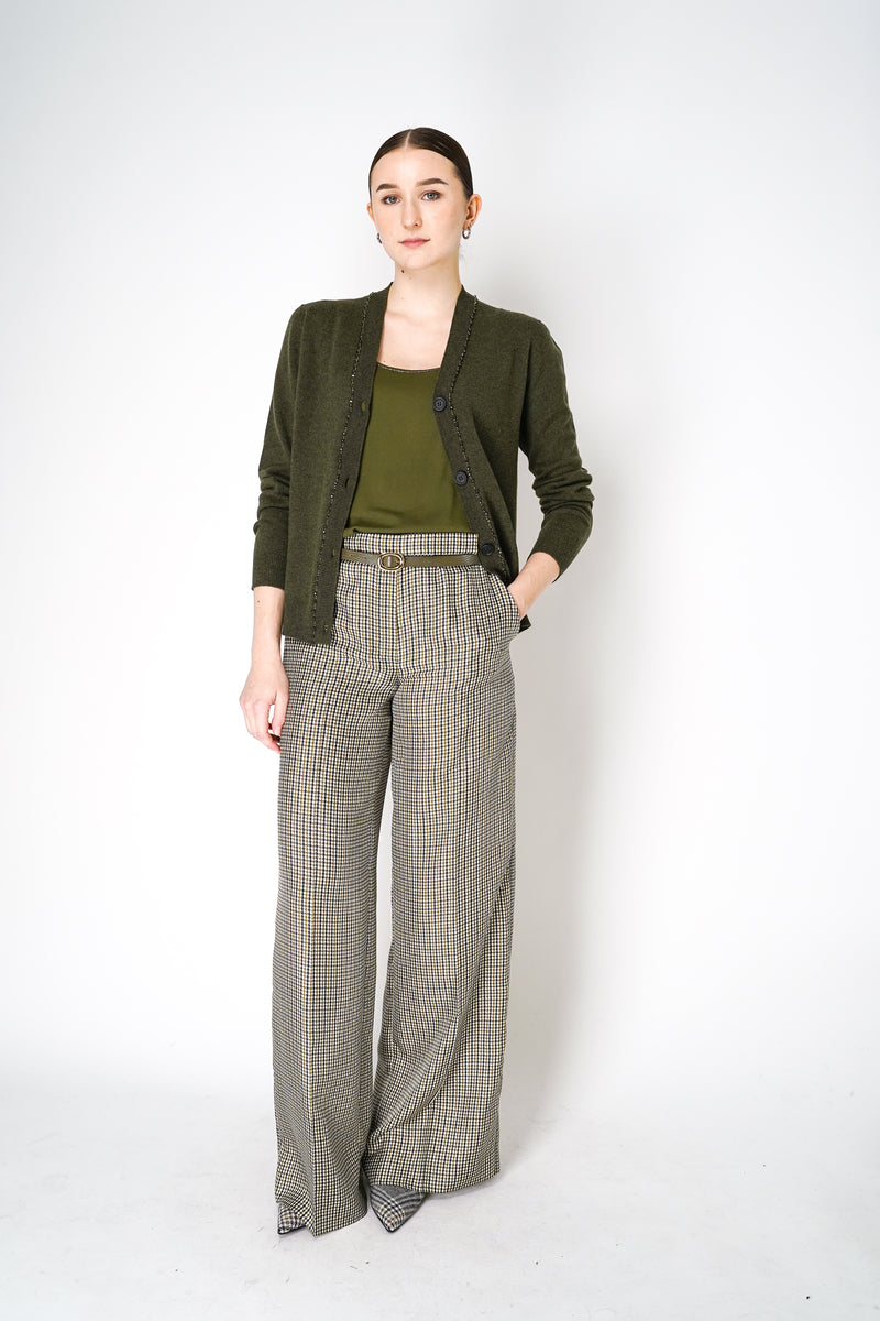 Fabiana Filippi Scoop Neck Camisole with Brilliant Detail in Loden Green Vancouver. Shop Online or in Store.
