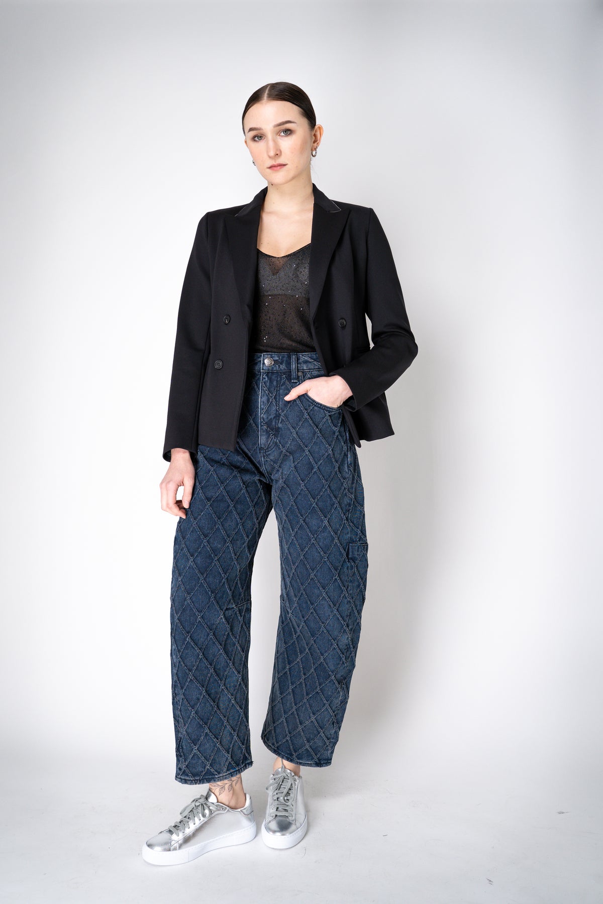 ポンチョ・ケープ FABIANA FILIPPI Denim cape Light Blue Fabiana Filippi Linen Trapeze Top with Brilliant Straps in