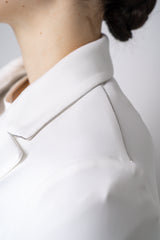 Fabiana Filippi Scuba Fabric Double Breasted Blazer with Brilliant Beading in White Vancouver. Shop Online or in Store.