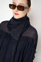 Fabiana Filippi Sequin Embellished Silk Wool Triangle Scarf in Navy Vancouver. Shop Online or in Store