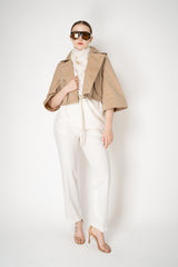 Fabiana Filippi Sequin Embellished Silk Wool Triangle Scarf in Off-White Vancouver. Shop Online or in Store