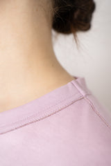 Fabiana Filippi Short Sleeve Cotton T-Shirt with Brilliant Beading Detail in Rosa Lilla