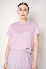 Fabiana Filippi Short Sleeve Cotton T-Shirt with Brilliant Beading Detail in Rosa Lilla