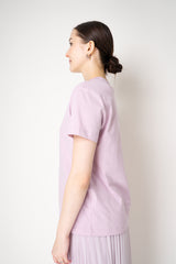 Fabiana Filippi Short Sleeve Cotton T-Shirt with Brilliant Beading Detail in Rosa Lilla