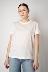 Fabiana Filippi Short Sleeve Cotton T-Shirt with Brilliant Beading Detail in White