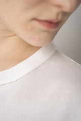 Fabiana Filippi Short Sleeve Cotton T-Shirt with Brilliant Beading Detail in White