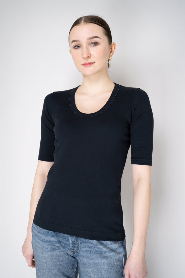 Fabiana Filippi Short Sleeve Jersey T-Shirt in Navy Vancouver. Shop Online or in Store.