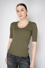 Fabiana Filippi Short Sleeve Jersey T-Shirt in Olive Green Vancouver. Shop Online or in Store.
