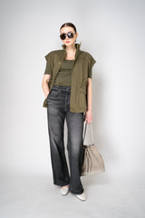 Fabiana Filippi Short Sleeve Jersey T-Shirt in Olive Green Vancouver. Shop Online or in Store.