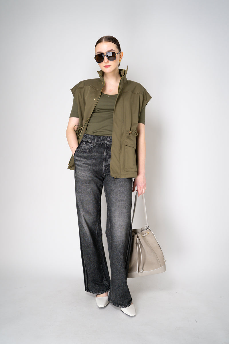 Fabiana Filippi Short Sleeve Jersey T-Shirt in Olive Green Vancouver. Shop Online or in Store.