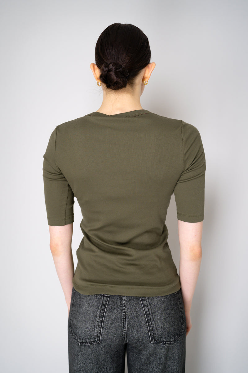 Fabiana Filippi Short Sleeve Jersey T-Shirt in Olive Green Vancouver. Shop Online or in Store.