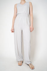 Fabiana Filippi Silk Crepe Straight Leg Pull-On Trousers in Light Grey Vancouver. Shop Online or in Store.