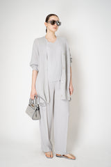 Fabiana Filippi Silk Crepe Straight Leg Pull-On Trousers in Light Grey Vancouver. Shop Online or in Store.