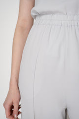 Fabiana Filippi Silk Crepe Straight Leg Pull-On Trousers in Light Grey Vancouver. Shop Online or in Store.