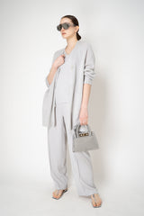 Fabiana Filippi Silk Crepe Straight Leg Pull-On Trousers in Light Grey Vancouver. Shop Online or in Store.