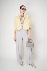 Fabiana Filippi Silk Crepe Straight Leg Pull-On Trousers in Light Grey Vancouver. Shop Online or in Store.
