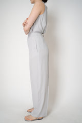 Fabiana Filippi Silk Crepe Straight Leg Pull-On Trousers in Light Grey Vancouver. Shop Online or in Store.
