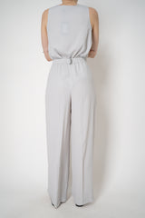Fabiana Filippi Silk Crepe Straight Leg Pull-On Trousers in Light Grey Vancouver. Shop Online or in Store.