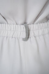Fabiana Filippi Silk Crepe Straight Leg Pull-On Trousers in Light Grey Vancouver. Shop Online or in Store.