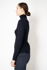 Fabiana Filippi Silk Wool Ribbed Turtle Neck Sweater in Navy Vancouver. Shop Online or in Store
