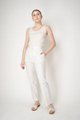 Fabiana Filippi Stretch Cotton Scoop Neck Tank Top in Off-White Vancouver. Shop Online or in Store.