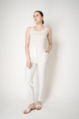Fabiana Filippi Stretch Cotton Scoop Neck Tank Top in Off-White Vancouver. Shop Online or in Store.