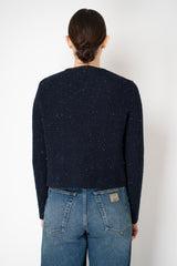 Fabiana Filippi Stretch Knit Bouclé Jacket with Quilted Front in Navy Vancouver. Shop Online or in Store.