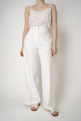 Fabiana Filippi Stretch Knit Punto Milano Wide Leg Trousers in Off-White