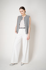 Fabiana Filippi Stretch Knit Punto Milano Wide Leg Trousers in Off-White