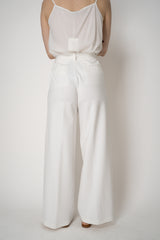 Fabiana Filippi Stretch Knit Punto Milano Wide Leg Trousers in Off-White