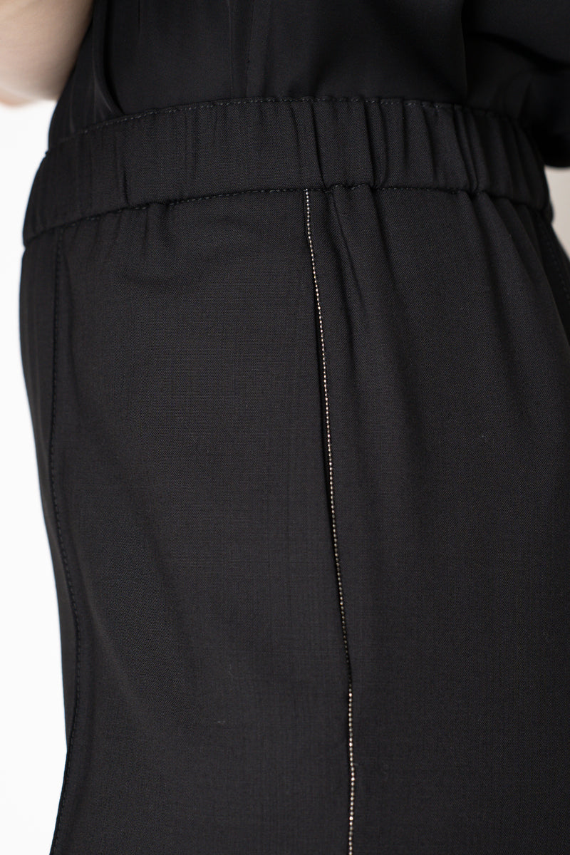 Fabiana Filippi Stretch Wool Pull-On Style Trousers in Black Vancouver. Shop Online or in Store.
