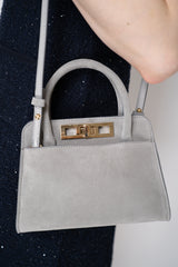 Fabiana Filippi Suede Mini Hand Bag in Grey Vancouver. Shop Online or in Store.